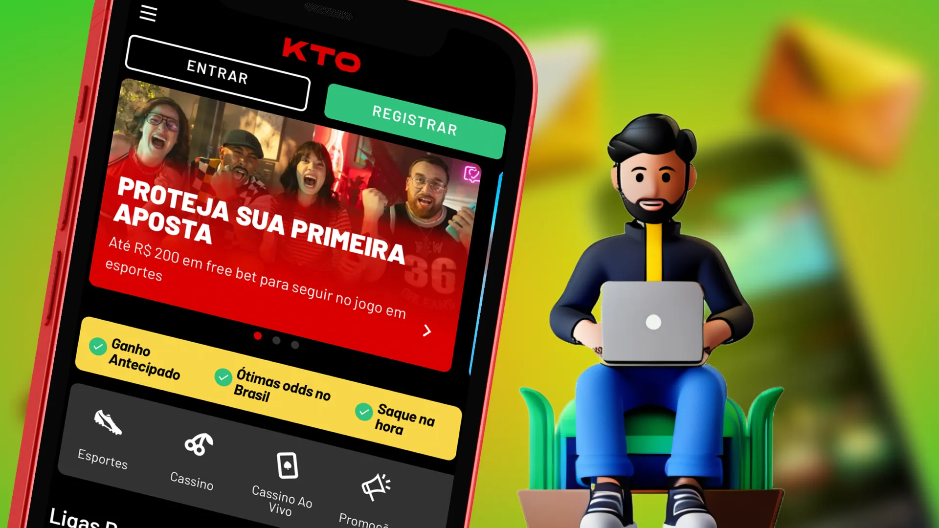 Use sua conta KTO app para fazer login.
