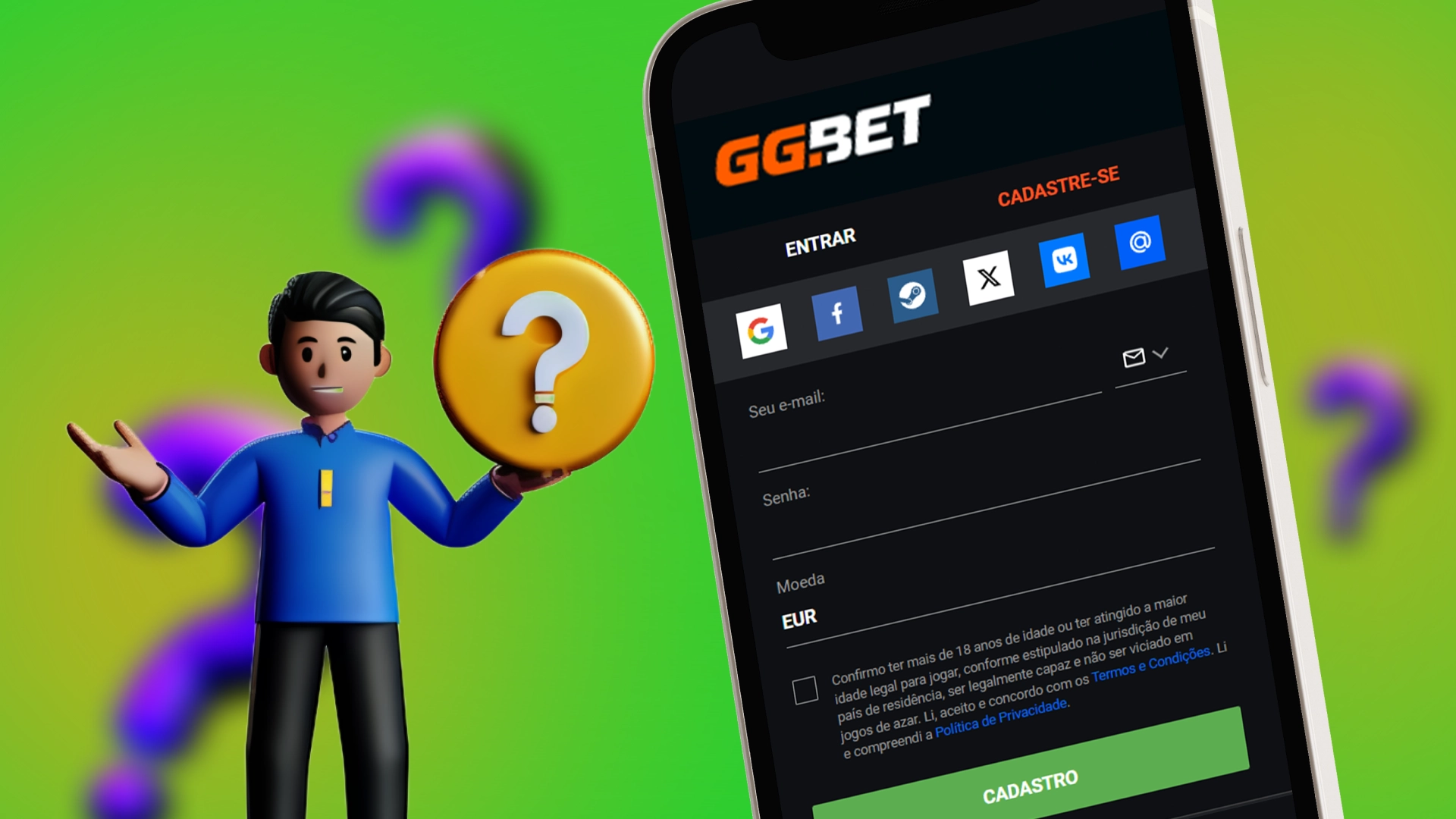 Insira os dados de sua conta usando a conta GGbet App.