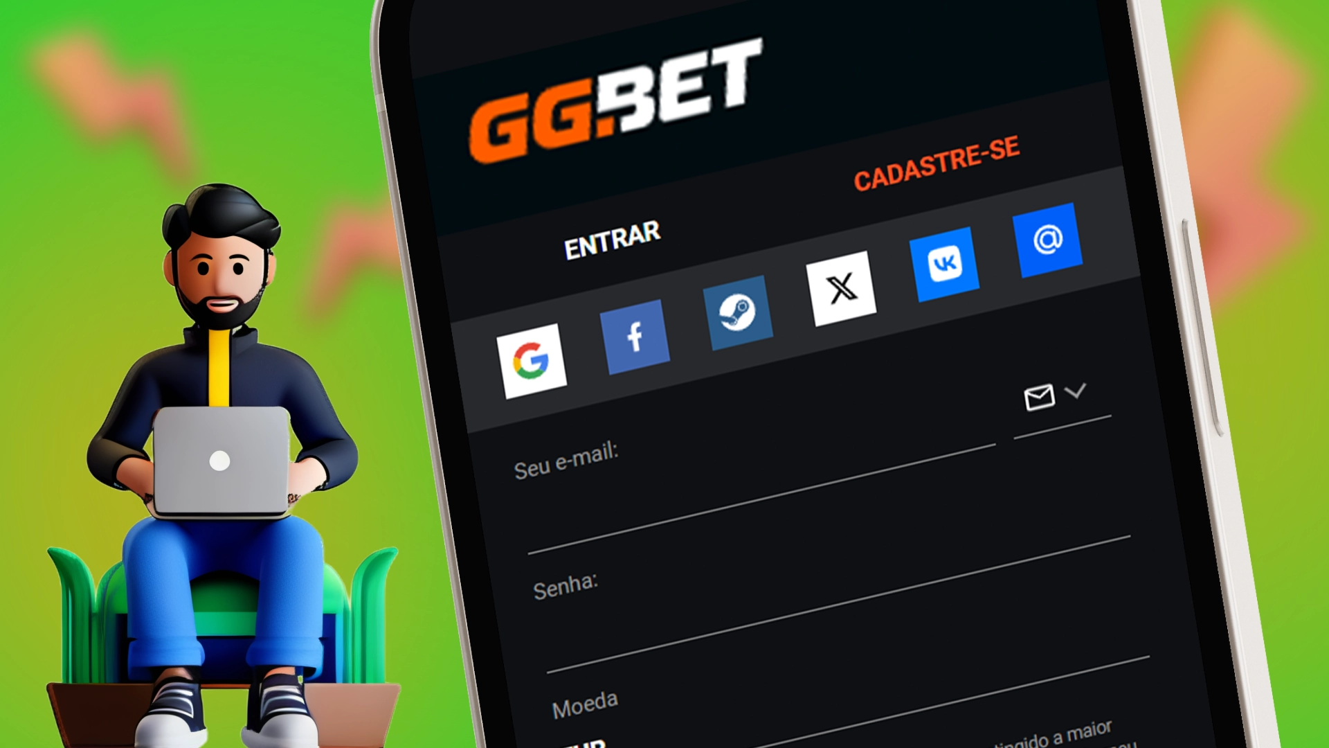Registre uma nova conta no aplicativo GGbet.